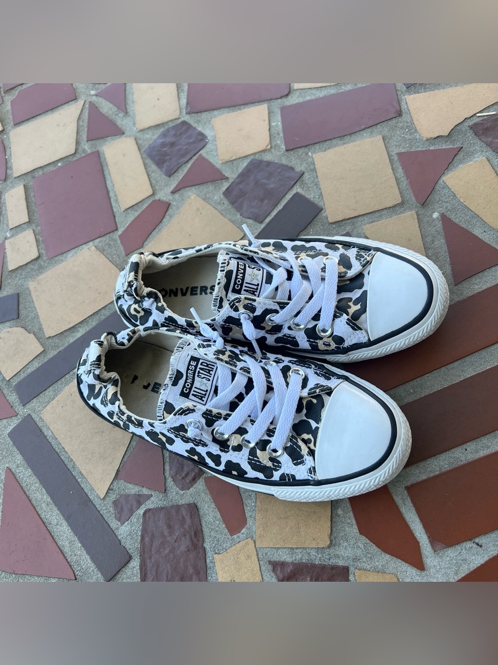 Converse Black and White Leopard Print Low-Top Sneakers